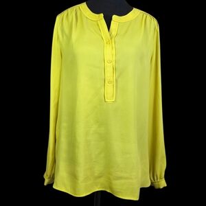 LOFT Vibrant Yellow Button-Up Flowy Blouse Size Med
